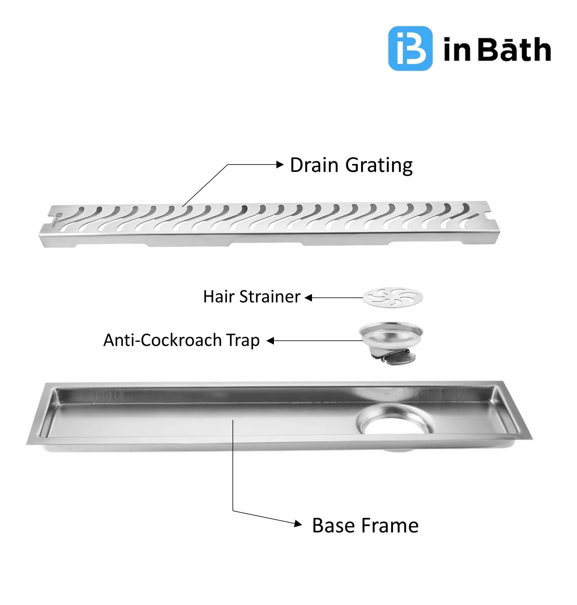 Black Wave Shower Drain Channel (SS 304 Grade) - Image 4