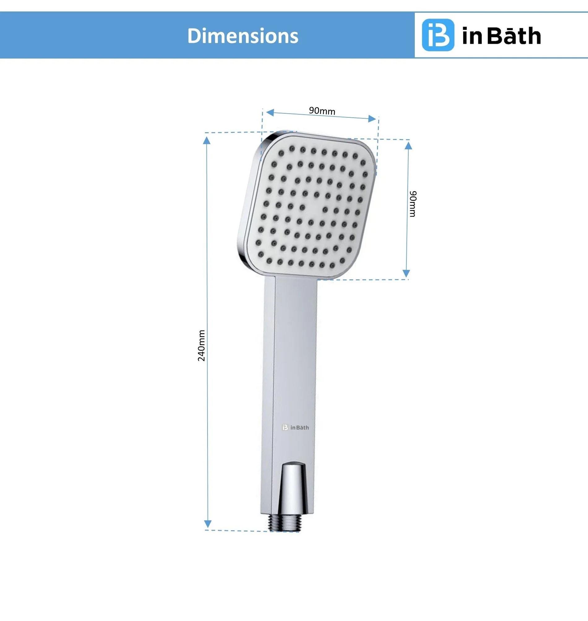 Square Hand Shower with SS Flexible Pipe & Hook - Image 3