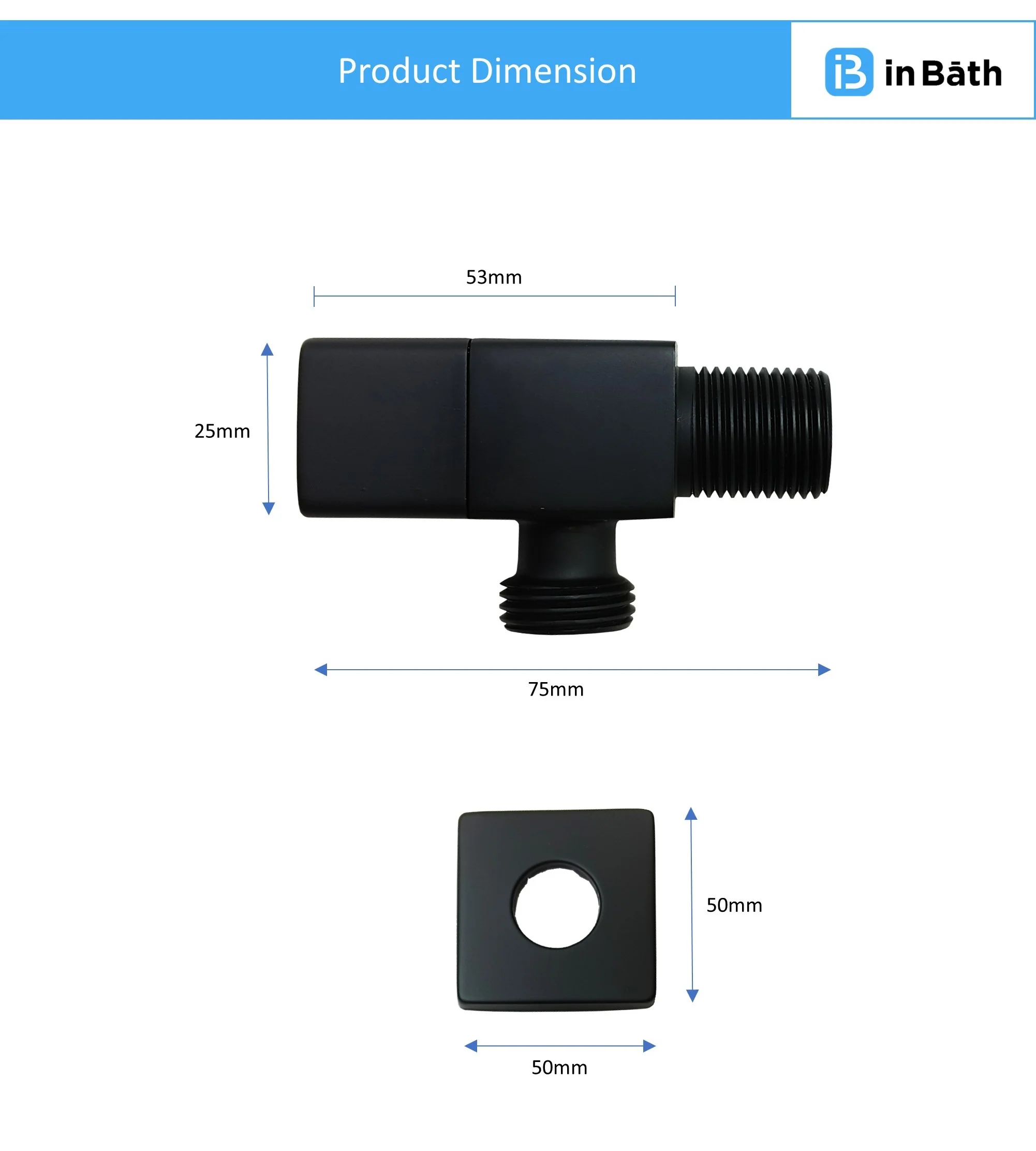 Black Square Angle Valve For Bathroom & Kitchen - Image 3